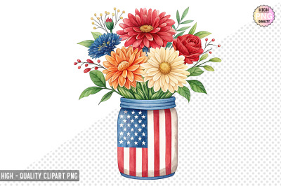 4th of July Flowers in Jar Clipart