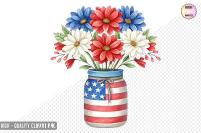 4th of July Flowers in Jar Clipart