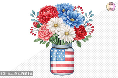 4th of July Flowers in Jar Clipart