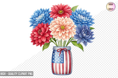 4th of July Flowers in Jar Clipart
