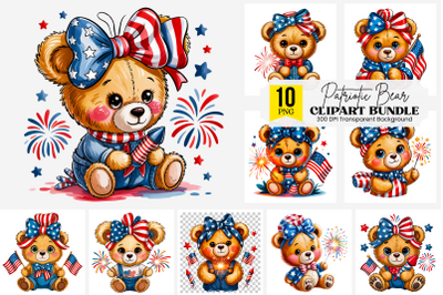 Cute Bear PNG Clipart,  Fluffy Bear in Denim Overalls Holding Firework