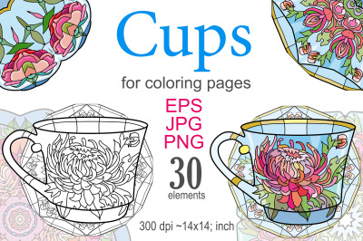 Cups for coloring pages