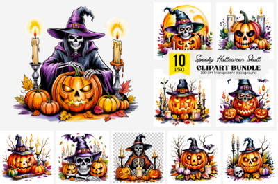 10 PNG Spooky Halloween Skull &amp; Pumpkin