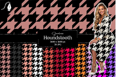 Houndstooth Seamless Digital Paper Pack  30 Bold &amp; Stylish Backgrounds