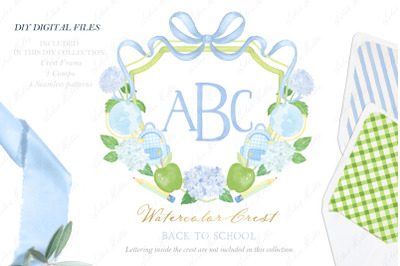 School Watercolor Crest Hydrangea