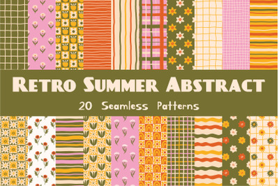 Retro Summer Abstract Seamless Patterns &amp; Digital Papers