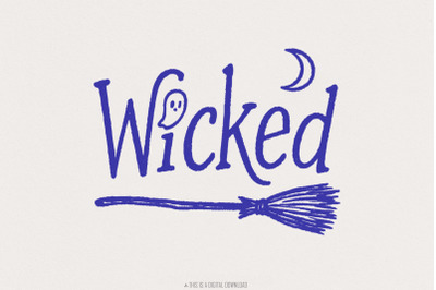 Wicked Halloween Witch PNG, Ghost Moon Witchy Sublimation, Broom Retro