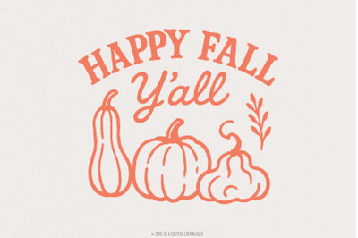 Happy Fall Y&#039;all PNG, Autumn Pumpkins PNG, Thanksgiving Fall Decor, Fa
