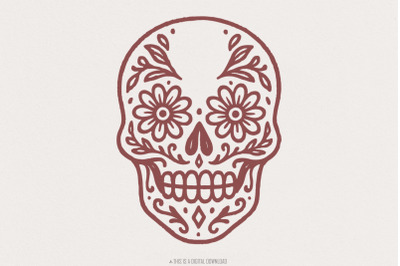 Day Of The Dead Skull PNG, Sugar Skull Floral PNG For T-Shirts, Dia De