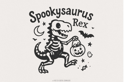 Spookysaurus Rex PNG, Cute Halloween Dinosaur Digital Download, Kids H