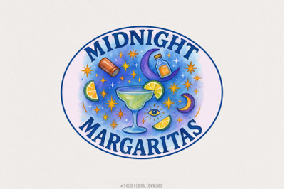Midnight Margaritas PNG, Cocktail Clipart, Margarita PNG, Fun Party Dr