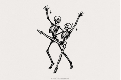 Dancing Skeletons PNG, Halloween Skeleton, Spooky Season PNG, Funny Ha