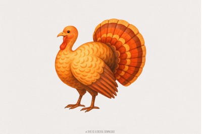 Thanksgiving Turkey PNG, Fall Harvest Turkey Art, Autumn Animal Illust