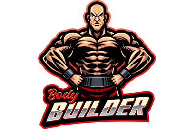 Body builder esport mascot logo design