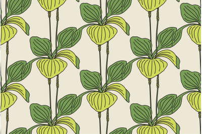 Botanical floral seamless pattern with plantain bushes vector illustra