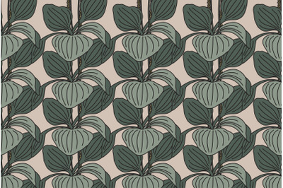 Botanical floral seamless pattern with plantain bushes vector illustra