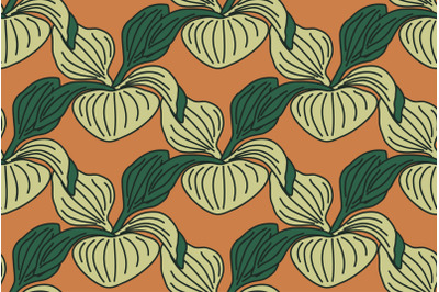 Botanical floral seamless pattern with green leaves vector illustratio