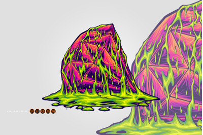 Neon Crystal Meltdown Vibrant Slime Rock Illustration