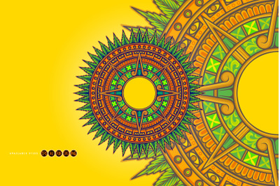 Ornamental Sunburst Cannabis With Detailed Geometric Elements