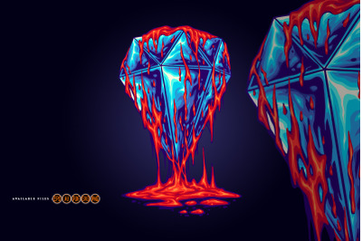 Sparkling Blue Diamond with Dripping Red Lava Effect