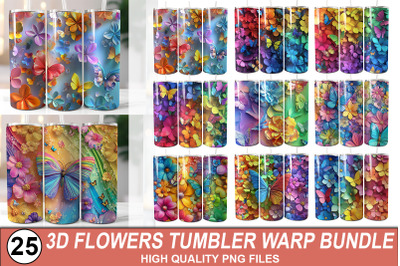 3 Flowers Tumbler Wrap PNG
