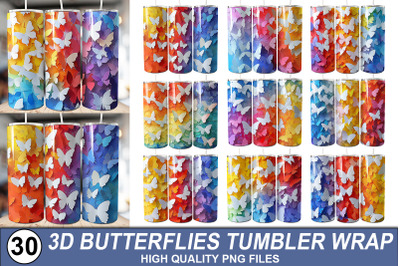3D Butterflies Tumbler Wrap Bundle