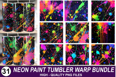 Colorful Neon Paint Tumbler Wrap Bundle