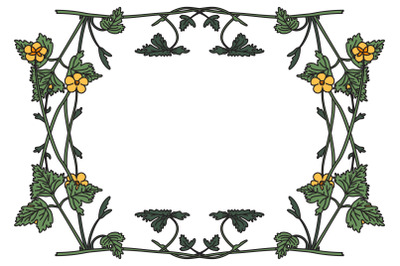 Botanical floral frame isolated on white background. Hand drawn wildfl