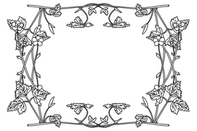 Line art botanical floral frame isolated on white background vector
