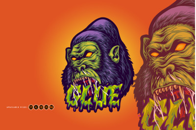 Fierce Cartoon Gorilla with Melting Glue Text Effect