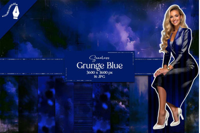 Grunge Royal Blue Seamless Digital Paper  Gothic Distressed Textures f