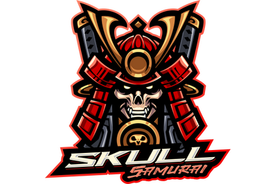 Skull samurai esport mascot logo design