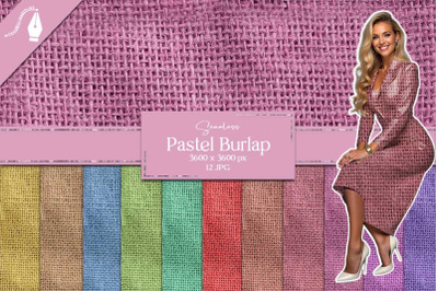 Pastel Burlap Seamless Textures, Rustic Farmhouse Digital Papers