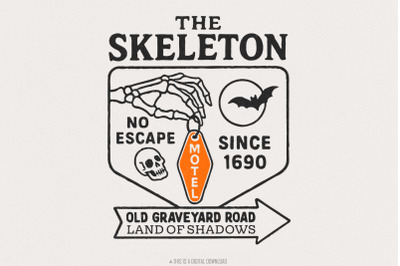 The Skeleton No Escape Since 1690 PNG Sign, Graveyard Road Land Of Sha