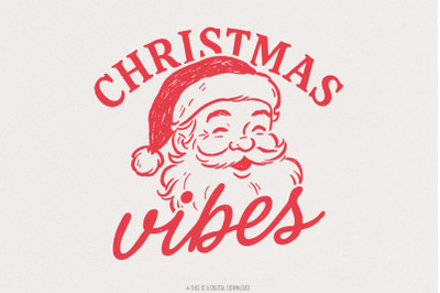 Christmas Vibes PNG, Retro Santa Claus, Vintage Christmas PNG, Holiday