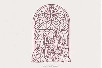 Nativity Scene Clipart PNG, Holy Family Icon Digital Download, Religio