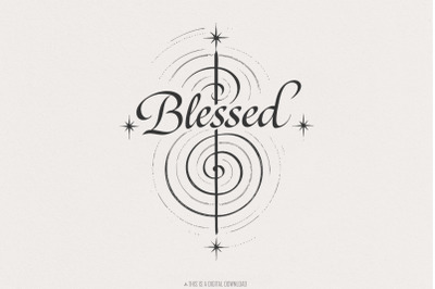 Blessed Modern Faith PNG, Inspirational Art PNG, Minimalist Celestial
