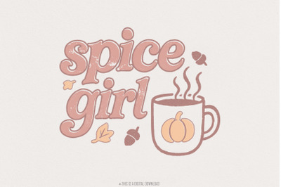 Spice Girl PNG Fall Pumpkin Coffee Mug PNG Autumn Acorn Leaves Cute Di