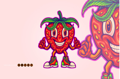 Happy Strawberry Weed Straint Mascot