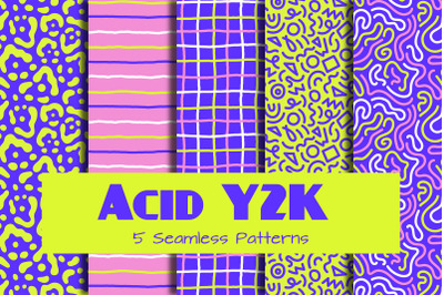 Acid Y2k Seamless Patterns &amp; Digital Papers