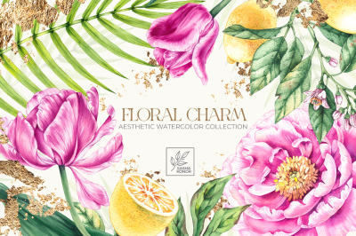 Floral Charm  Watercolor Clipart