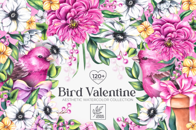 Bird Valentine Watercolor Collection
