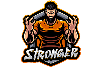 Stronger man esport mascot logo design