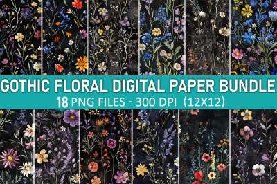 Gothic Floral Digital Paper Bundl
