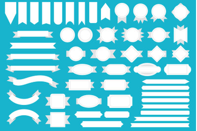 White Badge &amp; Banner Full Clip Art Set