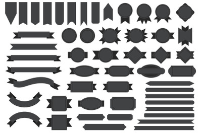 Dark Gray Badge &amp; Banner Full Clip Art Set