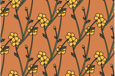 Botanical floral meadow seamless pattern vector illustration