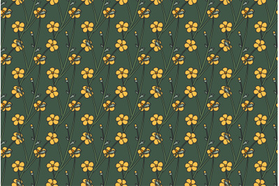 Botanical floral meadow seamless pattern vector illustration