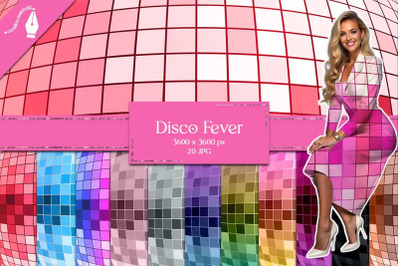Disco Fever Digital Paper Pack  Shiny, Bold &amp; Retro-Inspired