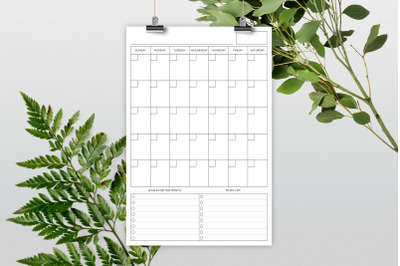 24 x 36 Inch Vertical Blank Planner Calendar Page Template